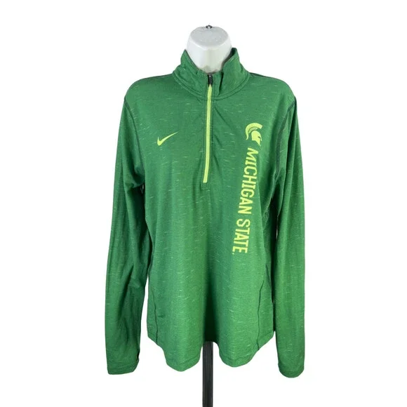 Nike Women's Green Michigan State University Long Sleeve Quarter Zip Jacket - XL