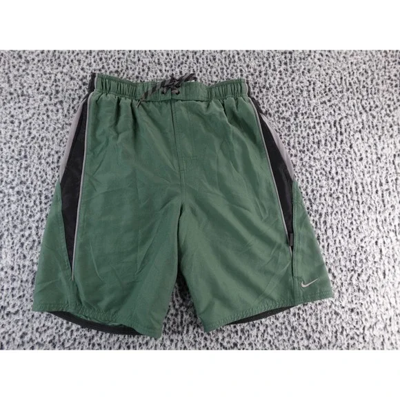 Nike Mens Athletic Shorts Green Black Grey Mesh Lined Drawstring Size‎ Small