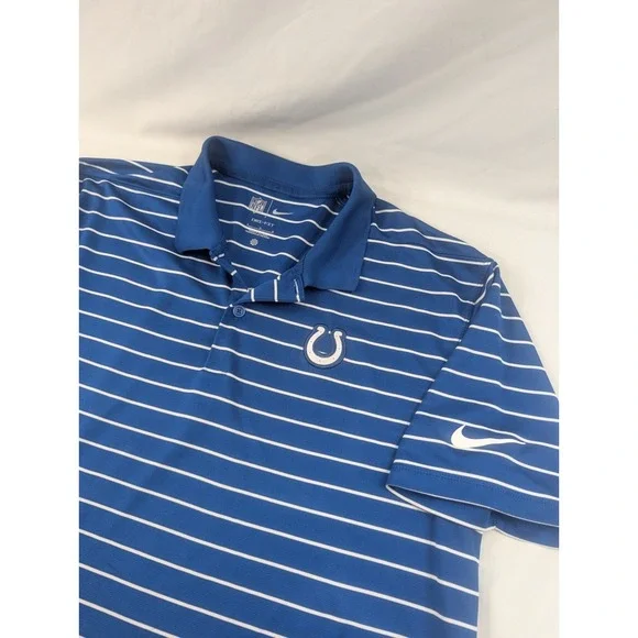 Nike Indianapolis Colts Polo Shirt Mens Large On Field Golf  Blue Dri Fit  NFL