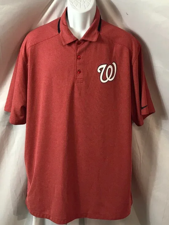 Nike Washington Nationals Activewear Athletic Sport Cut Polo Shirt