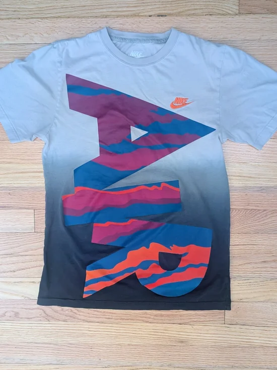 Nike Gradient Graphic Tee with Bold Multicolor Play Design