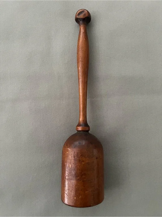 Vintage Wooden Mallet Masher Pestle with Natural Aged Patina 11”