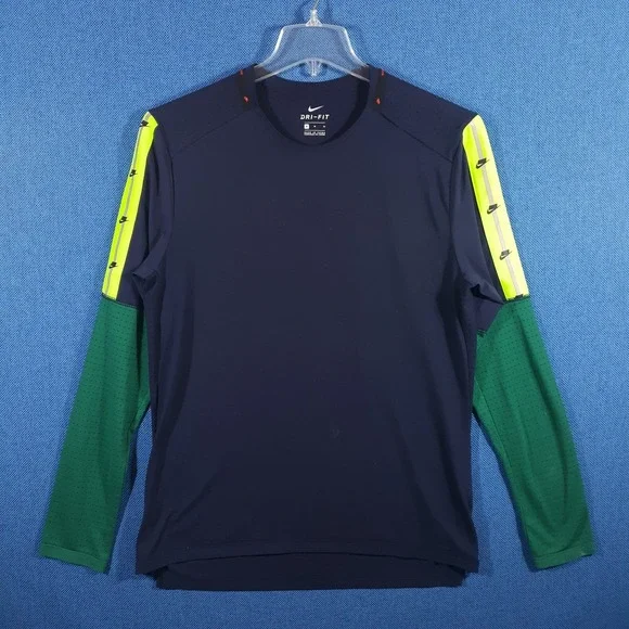 Nike T-Shirt Mens Size Medium Athletic Dri-Fit Long Sleeve Colorblock