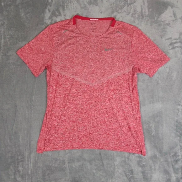 Nike Dri-FIT Miler Top Mens M Red Short Sleeve Running Shirt CZ9184-658 Gym Tee