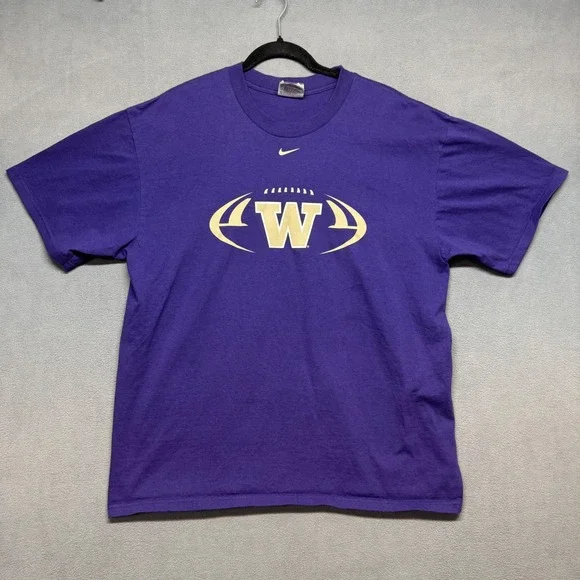 Nike Team Washington Huskies PAC 10 Football T-Shirt Large Purple RN 56323