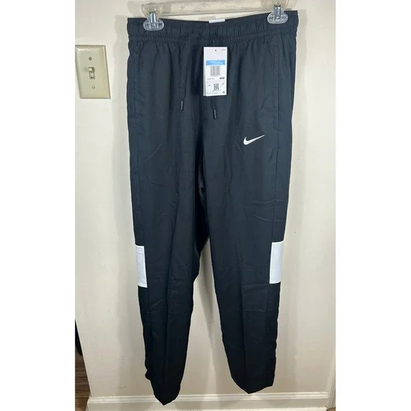 Nike Training Pants Mens M Black Dri-FIT Woven Warm Up CV0096-010 NEW Snap Hem