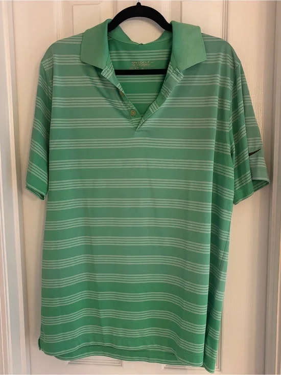Nike Golf Green Striped Polo | Large