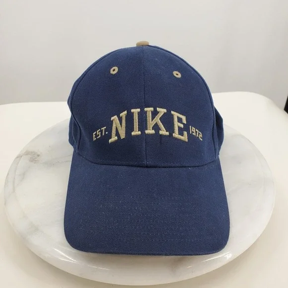 Vintage Silver Tag Nike Blue Spellout Est 1972 Baseball Cap Hat 90s Y2K 2000s