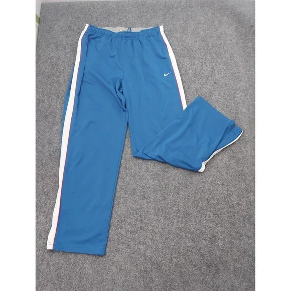 Vtg Nike The Athletic Dept Track Pants Mens XXL 2XL Blue Side Stripes Zip Ankle