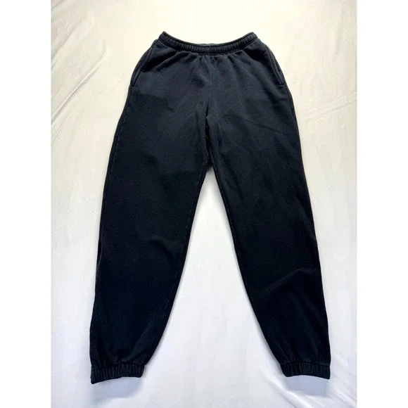 Nike Team Sweatpants Mens Medium Black‎ Fleece Lined Ankle Zip Jogger Sportswear