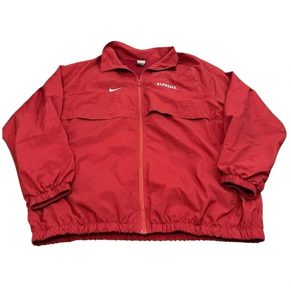 Nike Windbreaker Jacket Mens XL Red Alabama Crimson Tide Full Zip Swoosh