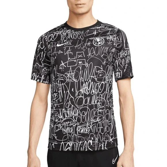 Nike Club America Dri-FIT Graffiti Soccer Jersey Black White HO21 HIT Men Medium