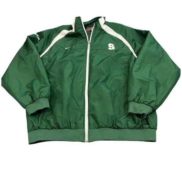 Nike Jacket Mens Large Green Michigan State Spartans Clima-Fit Full Zip Track
