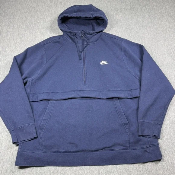 Nike Hoodie Men XXL‎ Navy Blue 1/4 Zip Pullover Sweatshirt Fleece Sportswear Top