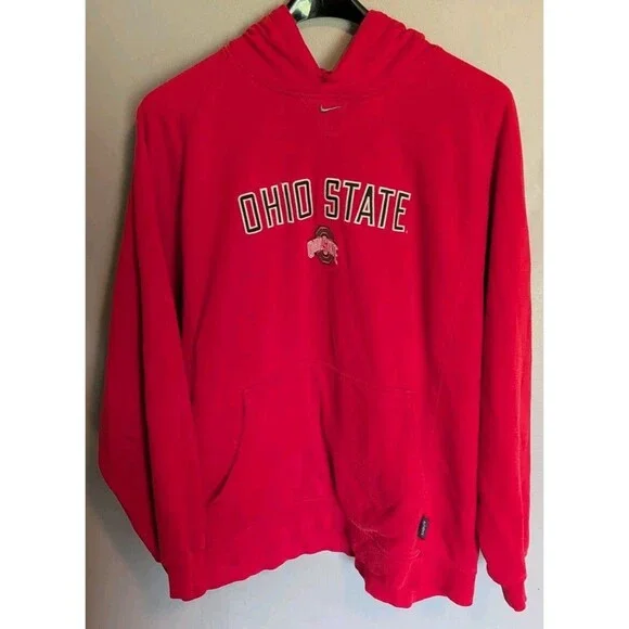 Vintage Nike Ohio State Hoodie Adult Large  Red Y2K Embroidered Center Swoosh XL