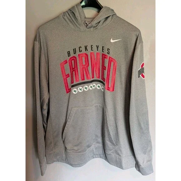 Nike Ohio State Buckeyes Therma-Fit Gray Hoodie Sweatshirt Size 2XL