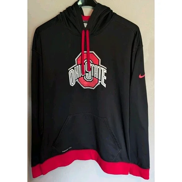 Nike Ohio State Buckeyes Therma-Fit Black Hoodie Sweatshirt Size 2XL