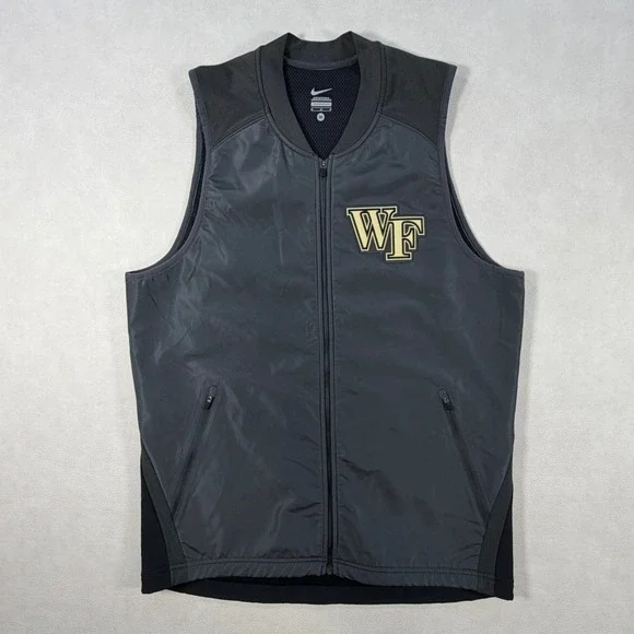 Nike Wake Forest Demon Deacons Mens Gray Full Zip Training Vest Size Medium