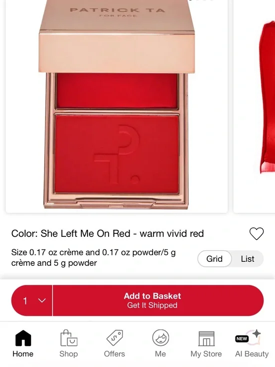 Patrick Ta She Left Me On Red Creme & Powder Cheek Duo - Warm Vivid Red new