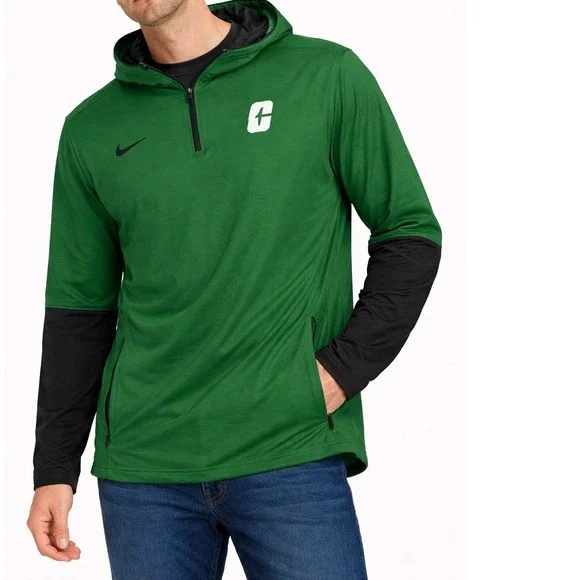 Nike Green Athletic  Size L Pullover Hoodie Jacket Long Sleeve Quarter‎ Zip Mens