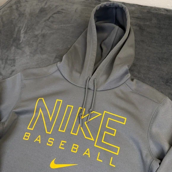 Nike Therma Fit Baseball Hoodie Mens Small Gray Pullover Fleece Pocket