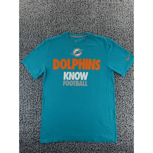 Nike Miami Dolphins NFL Team Apparel T Shirt Adult‎ Medium Teal Orange Football