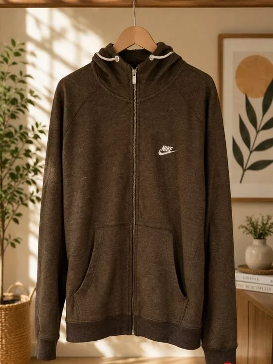 Nike Sportswear Club Fleece Full Zip Hoodie Olive Green Men's XXL