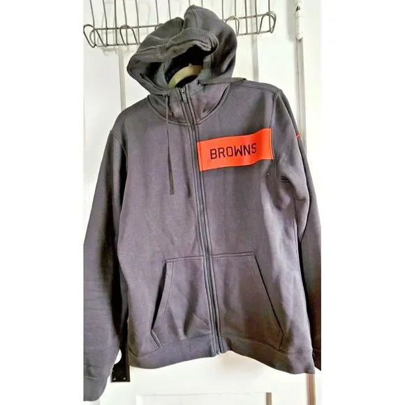 Nike Men's Sz Med‎ Cleveland Browns fleece Hoodie gray jacket full zip cotton