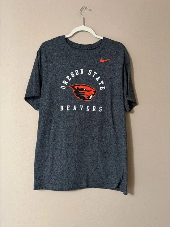 Nike Oregon State Beavers T-Shirt Mens Large Gray Heather Short Sleeve NCAA‎ Tee
