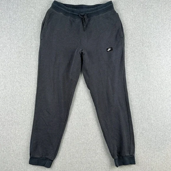 Nike Sweatpants Men Medium Black Fleece Joggers Tapered Cuffed Casual Sportswear