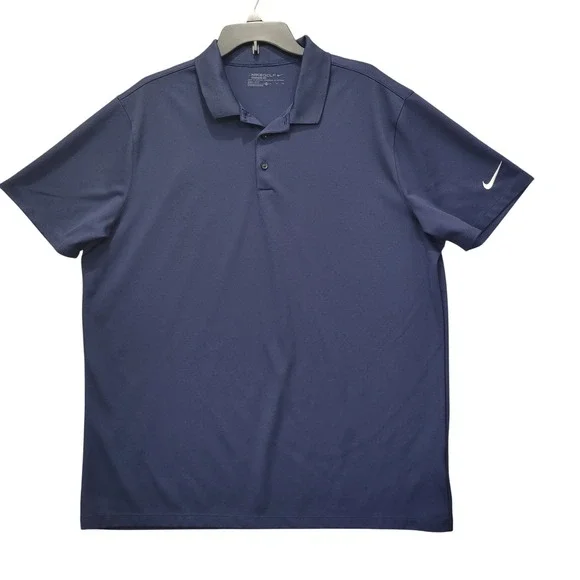 Nike Golf Dri Fit Mens Golf‎ Polo Shirt Navy Blue Short Sleeve Standard Fit XL