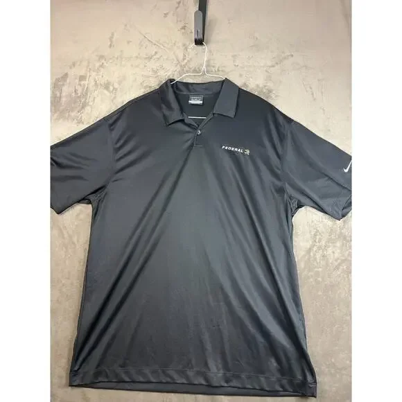 Nike‎ Golf Dri Fit Men’s XL Polo Shirt Black Polyester The Federal Ammo Logo