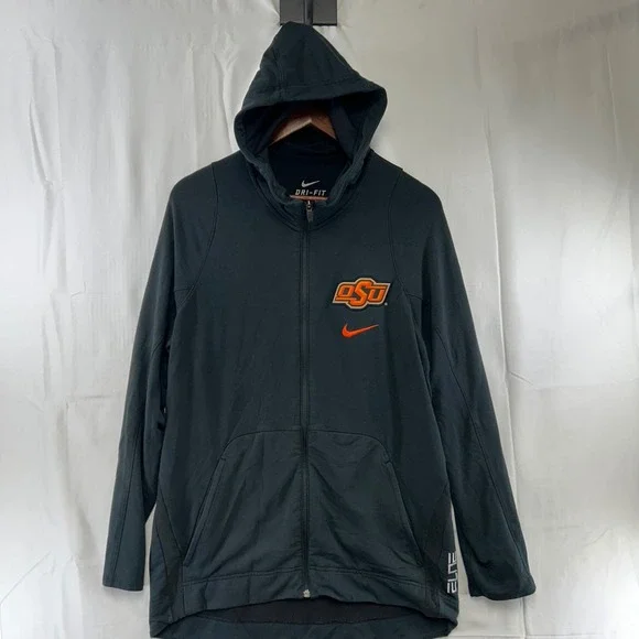 Nike Oklahoma State Cowboys Full Zip Hoodie Mens Medium Black OSU Elite Dri-FIT