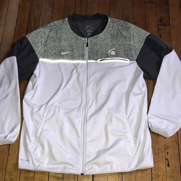 Michigan State Spartans Nike White and Black Dri-FIT‎ Lightweight Zip Jacket