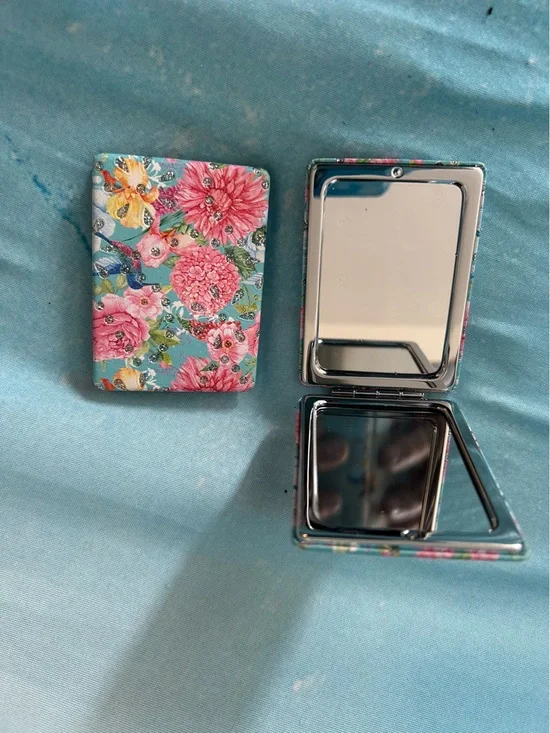 Floral Compact Mirror - Pink & Teal.  21