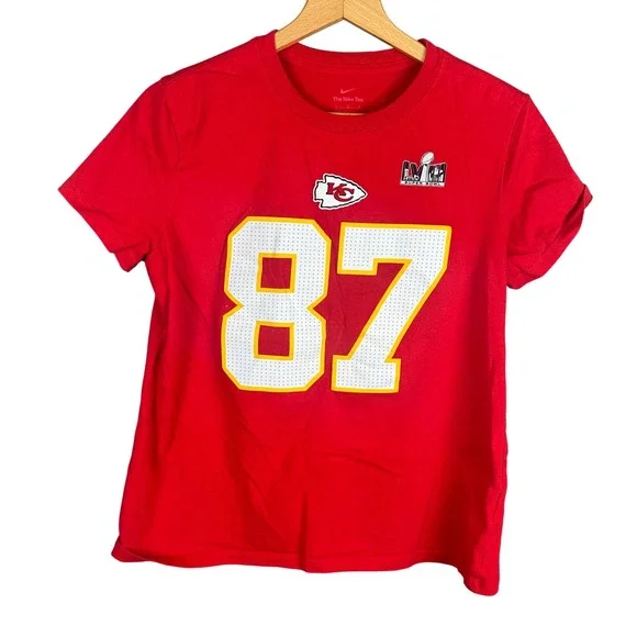 Nike Kansas City Chiefs Travis Kelce 87 Super Bowl LVII Red T-Shirt Mens Large