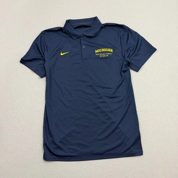 Nike Dri-FIT Michigan Recreational Sports Polo Shirt Small Wolverines Blue NWOT
