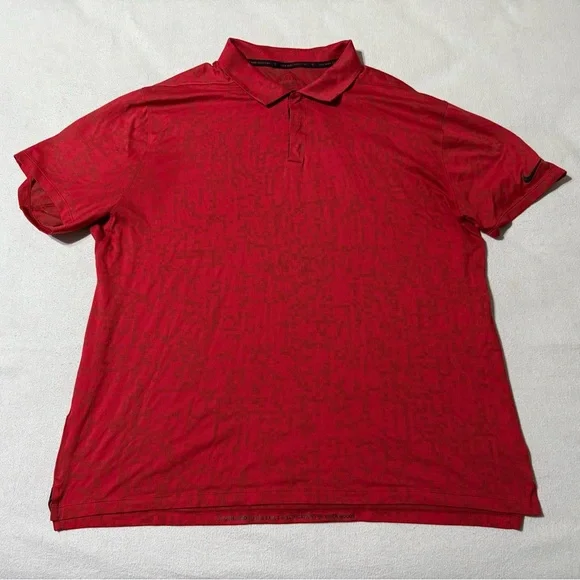 Nike Dri Fit ADV Tiger Woods Collection Golf Polo‎ Shirt Red Digital Camo Sz 2XL