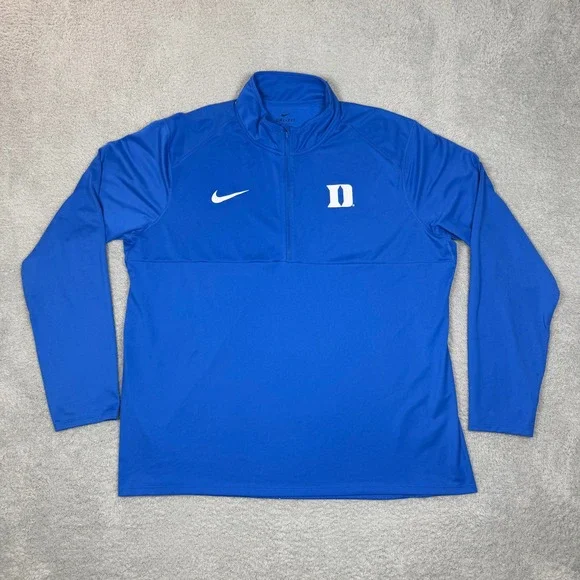 Nike Duke Blue Devils Dri-FIT Quarter Zip Pullover Mens XXL Royal Blue Mock Neck