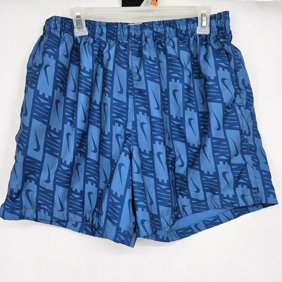 Nike Shorts Mens Extra Large Swoosh All Over Print Blue‎ Swim Sportswear