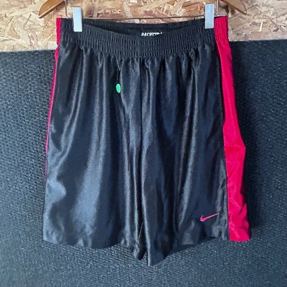 Nike Y2K Basketball‎ Shorts Mens Medium Black Red Mesh Athletic Gym
