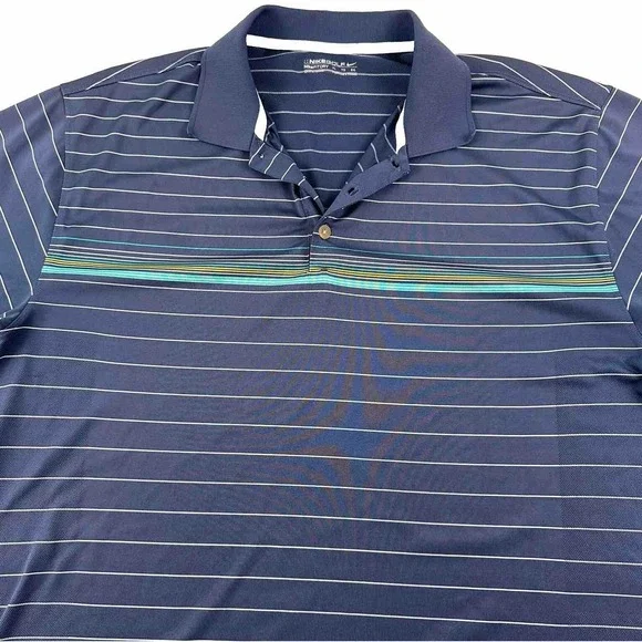 Nike Golf Fit Dry Polo Shirt Men XL Blue Green Stripes Logo X-Large Performance‎