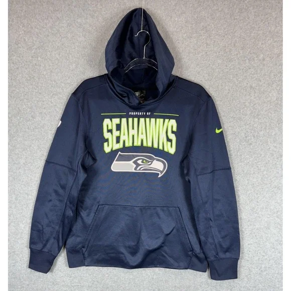 Seattle Seahawks Hoodie Mens XL Navy Blue NFL Football Dri Fit Training Nike‎