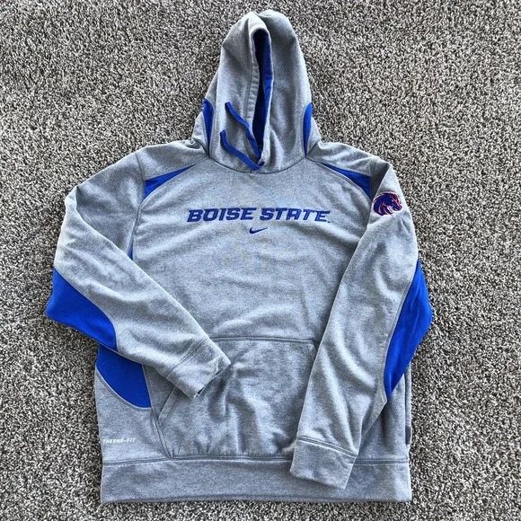 Vintage Nike Team‎ Boise State Hoodie Adult Size L Therma Fit Center Swoosh Y2K