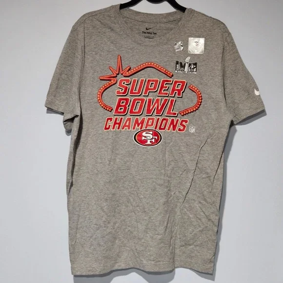 Nike San Francisco 49ers Super Bowl Champions Gray T‎ Shirt Mens Large