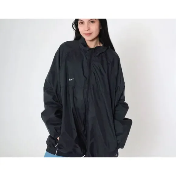 Nike Windbreaker Jacket 90s Green Zip Jacket Streetwear 1990 Athletic Sportswear