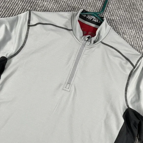 Nike Pro Combat Pullover 1/4 Zip Mens‎ Medium Gray Long Sleeve Active Workout