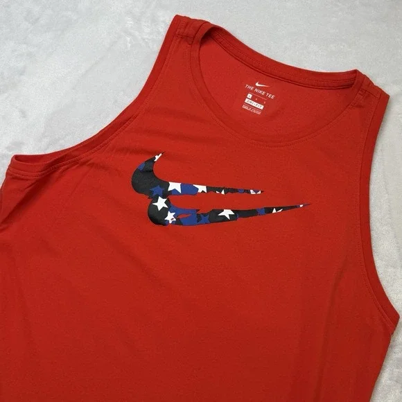 Nike Dri-Fit Men's Sleeveless Tank Red Patriotic Swoosh Size‎ L