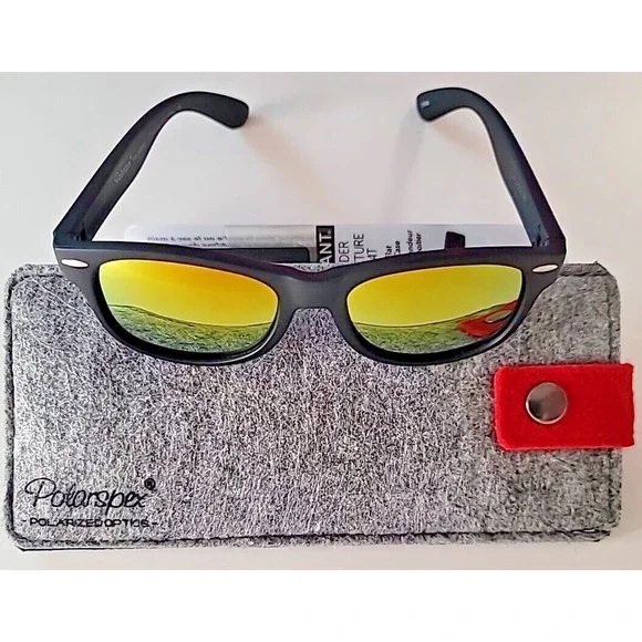 Polarspex Kids Sunglasses Matte Black Frame‎ Mirror Lense 100% UV Protection