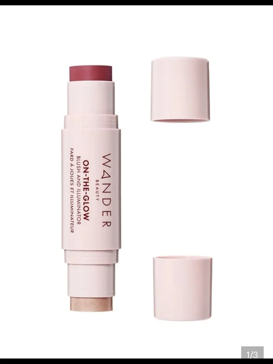 Wander Beauty Dual-Ended Cream Blush & Highlighter — Strawberry Fields/Nude Glow